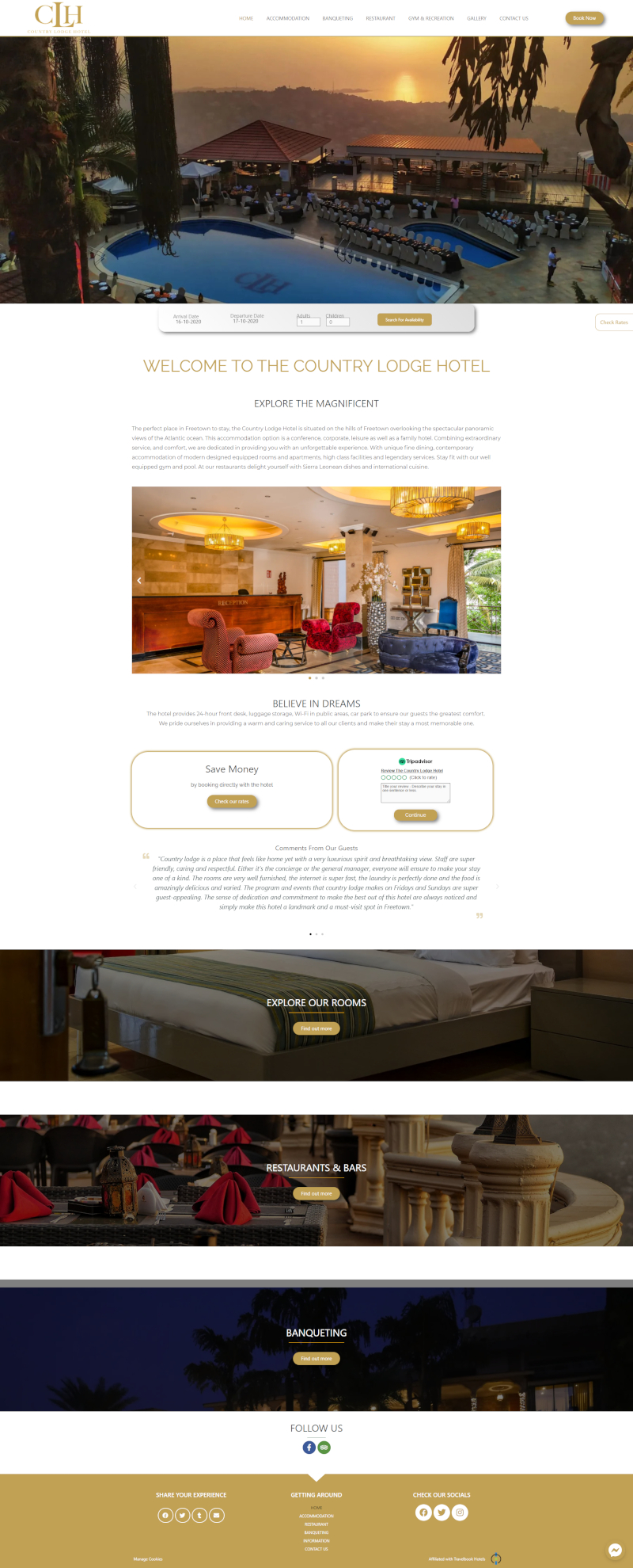 Desktop design for Country Lodge Hotel