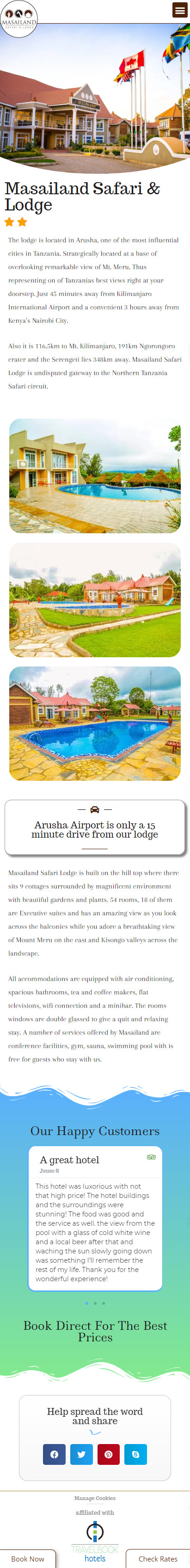 Mobile design for Masailand Safari & Lodge