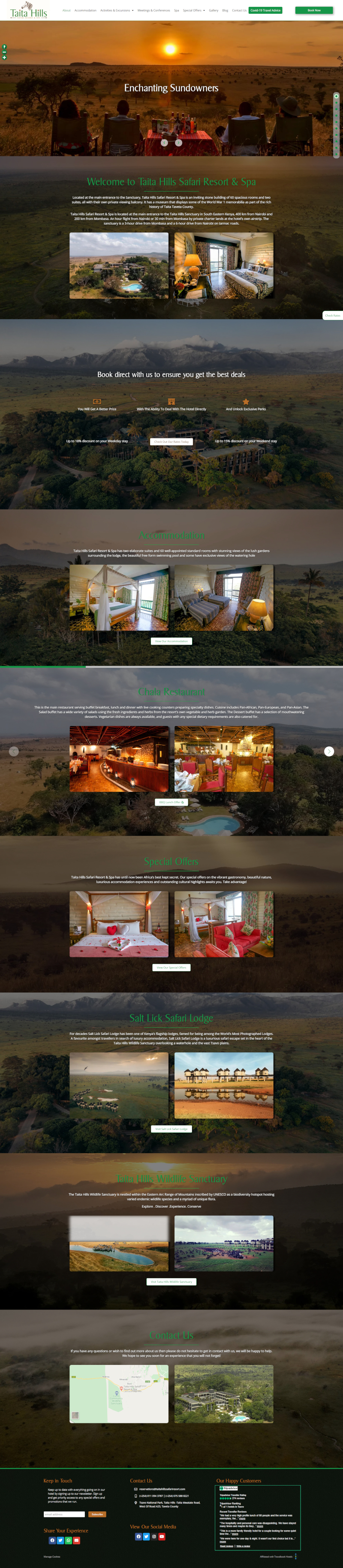 Desktop design for Taita Hills Safari Resort