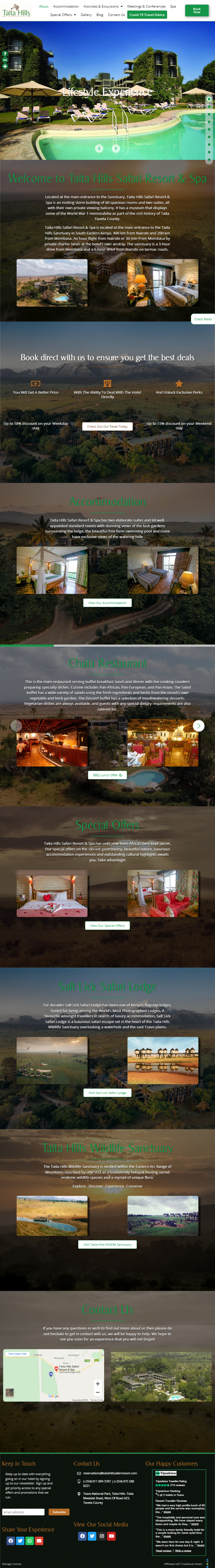 Tablet design for Taita Hills Safari Resort