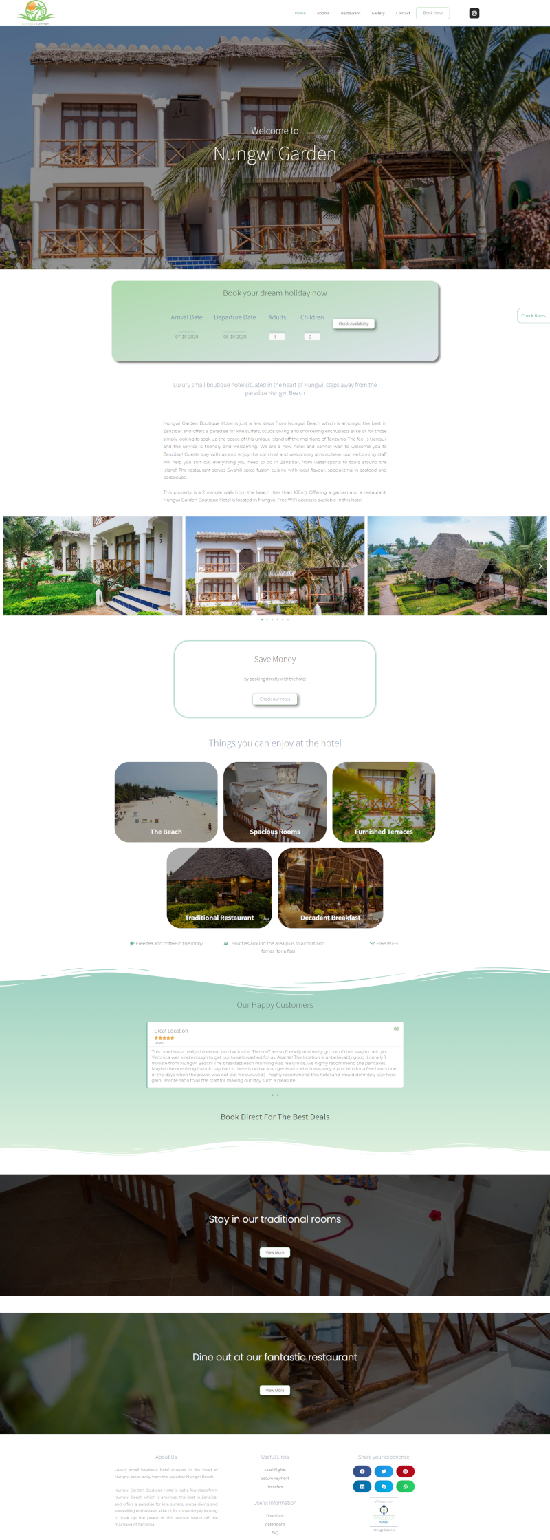 Desktop design for Nungwi Garden Boutique Hotel