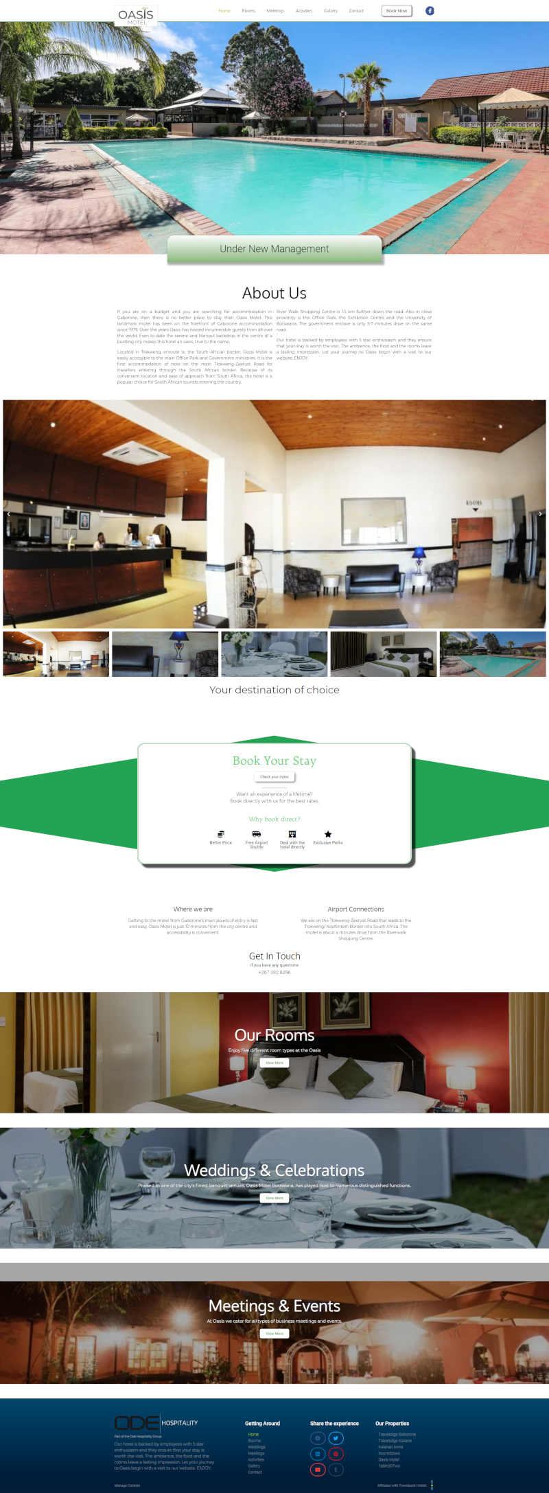 Desktop design for Oasis Motel