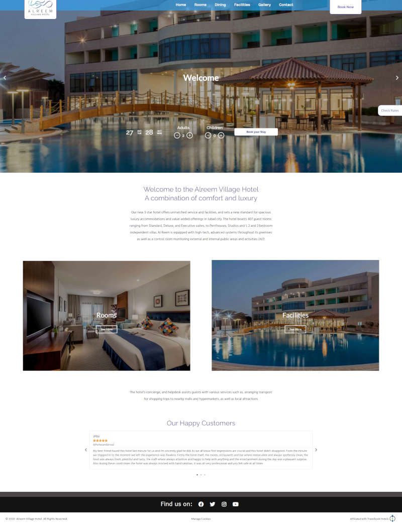 Desktop design for Alreem Village Hotel