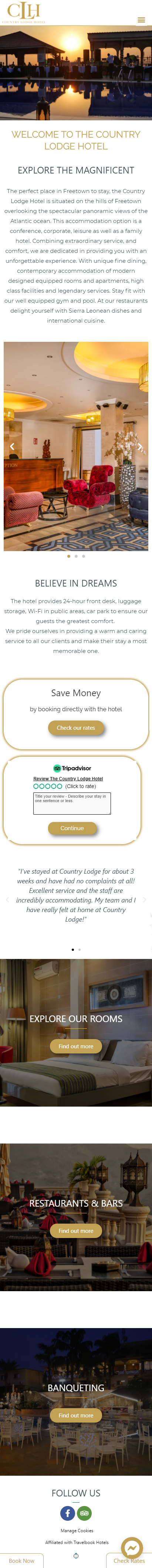 Mobile design for Country Lodge Hotel