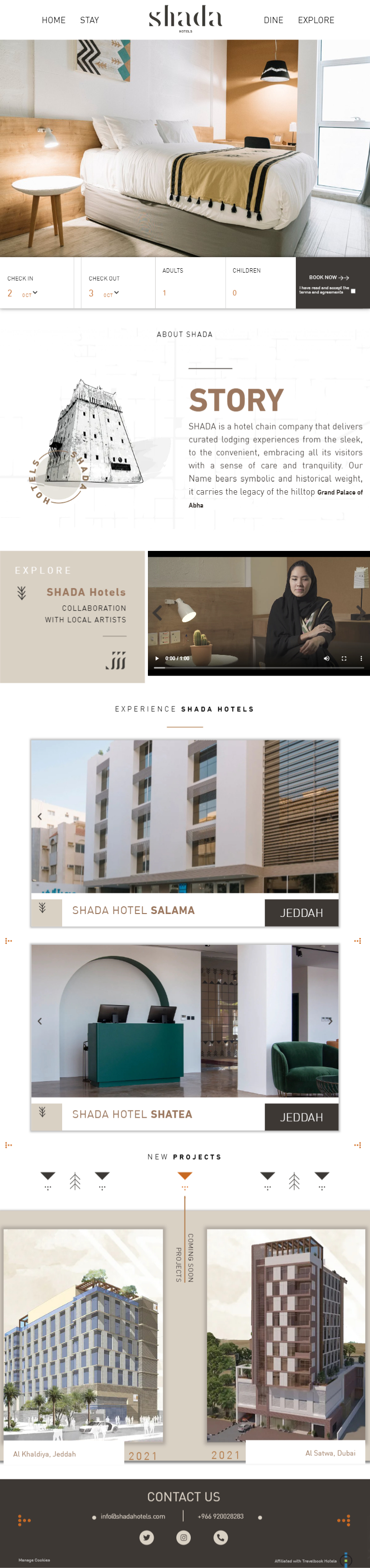 Tablet design for Shada Hotels