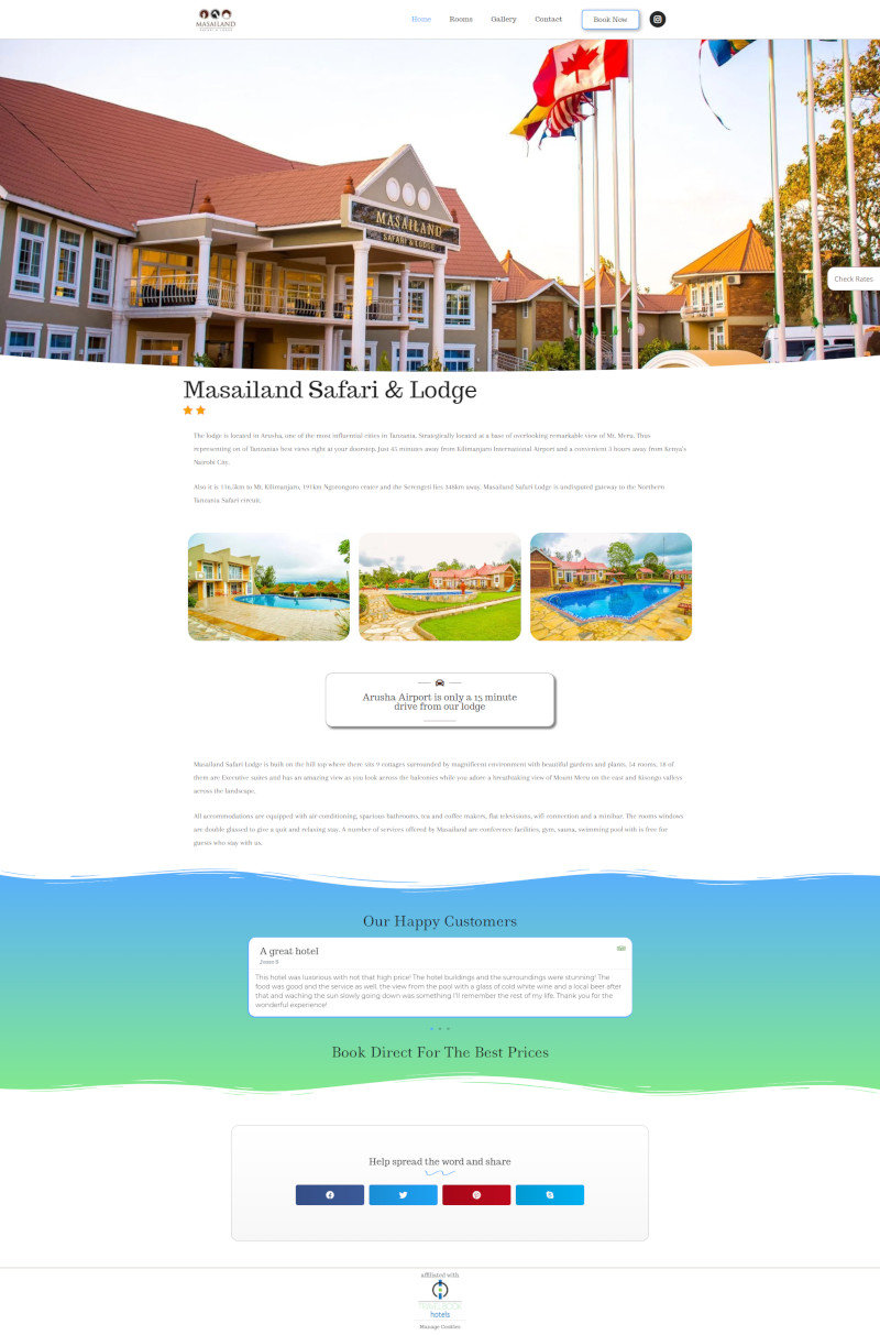 Desktop design for Masailand Safari & Lodge