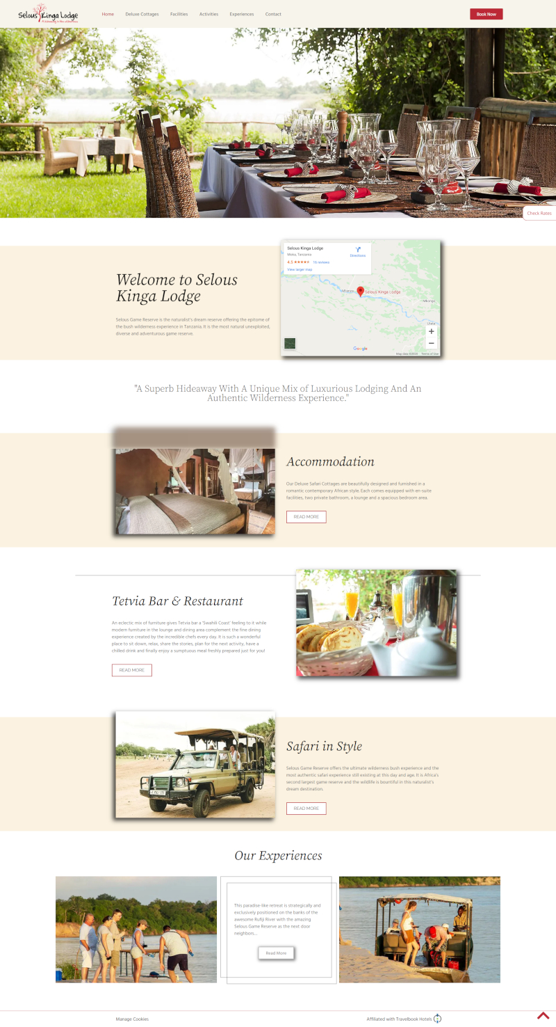 Desktop design for Selous Kinga Lodge