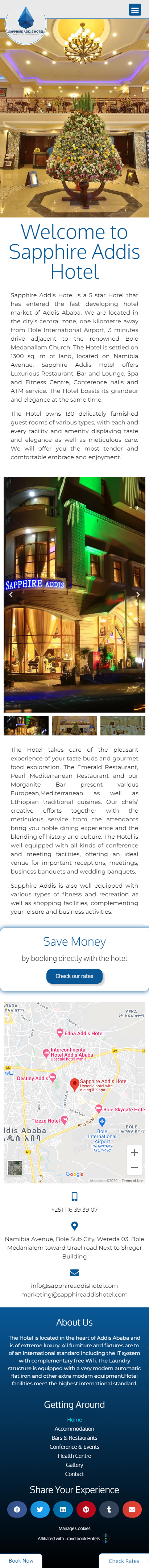 Mobile design for Sapphire Addis Hotel
